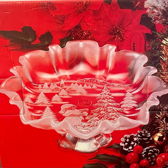 VTG Mikasa Crystal Christmas Dish Made in Germany Holiday Footed Pedestal Bowl - Picture 7 of 10